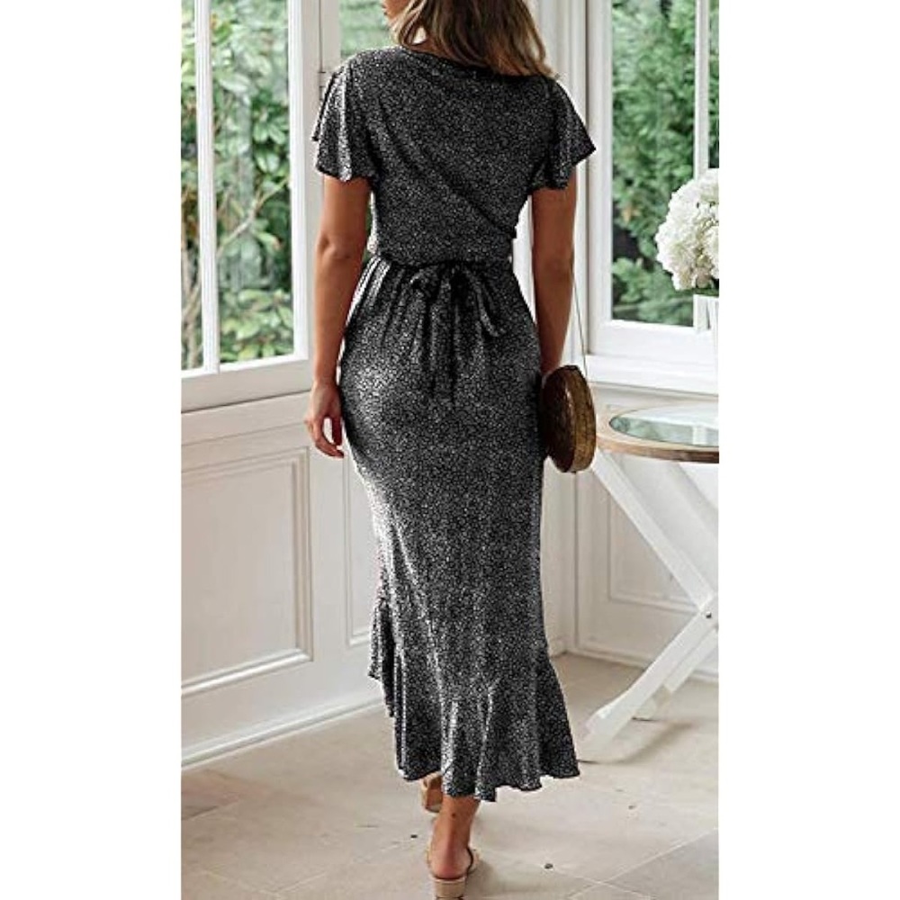 Black and white wrap dress - Picture 6 of 16